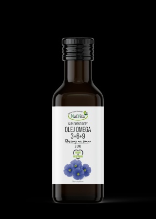 Olej Omega 3+6+9 z Lnu z Witaminami A,D,E,K (100ml)